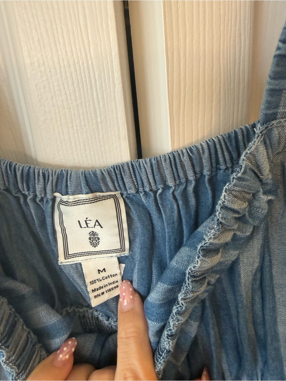 Lea Cotton Midi Dress Blue Striped Sleeveless Tiered Sundress Medium - Picture 2 of 5